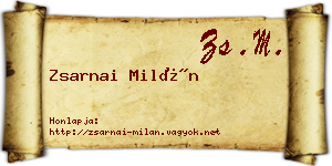 Zsarnai Milán névjegykártya